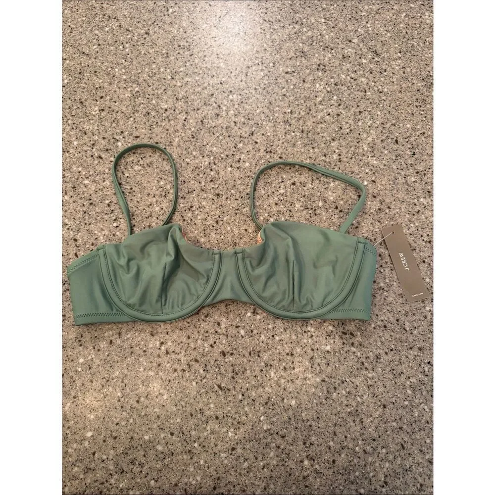 J.CREW Balconette Underwire Bikini Top 36A Rustic Willow Green *NEW*